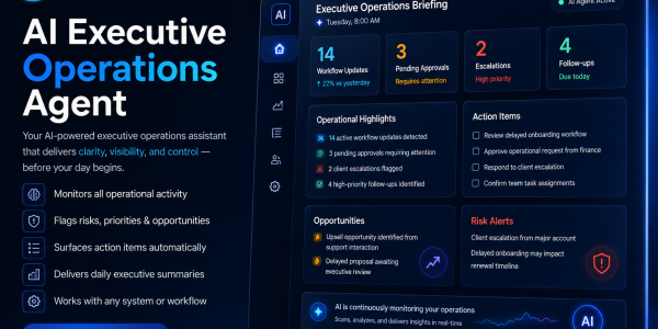 AI Executive Operations Agent dashboard interface by CRM Experts Online