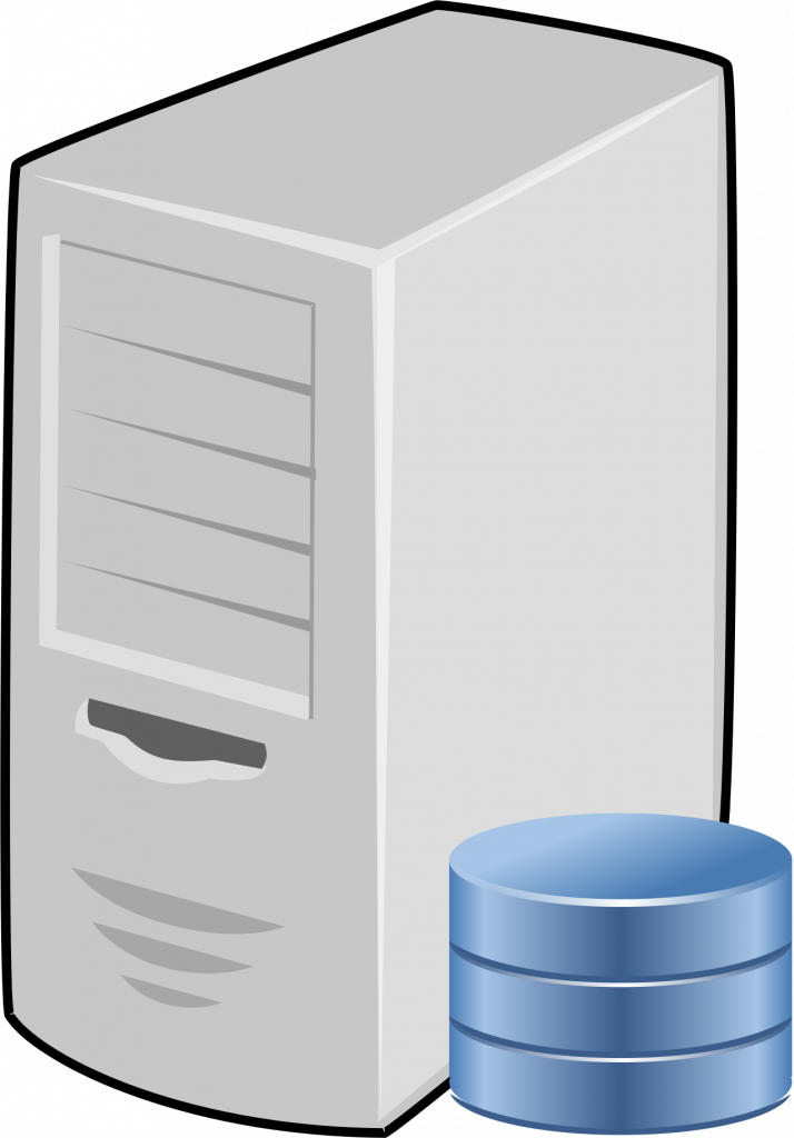 Database server icon with disk storage, representing CRM data retention and archiving