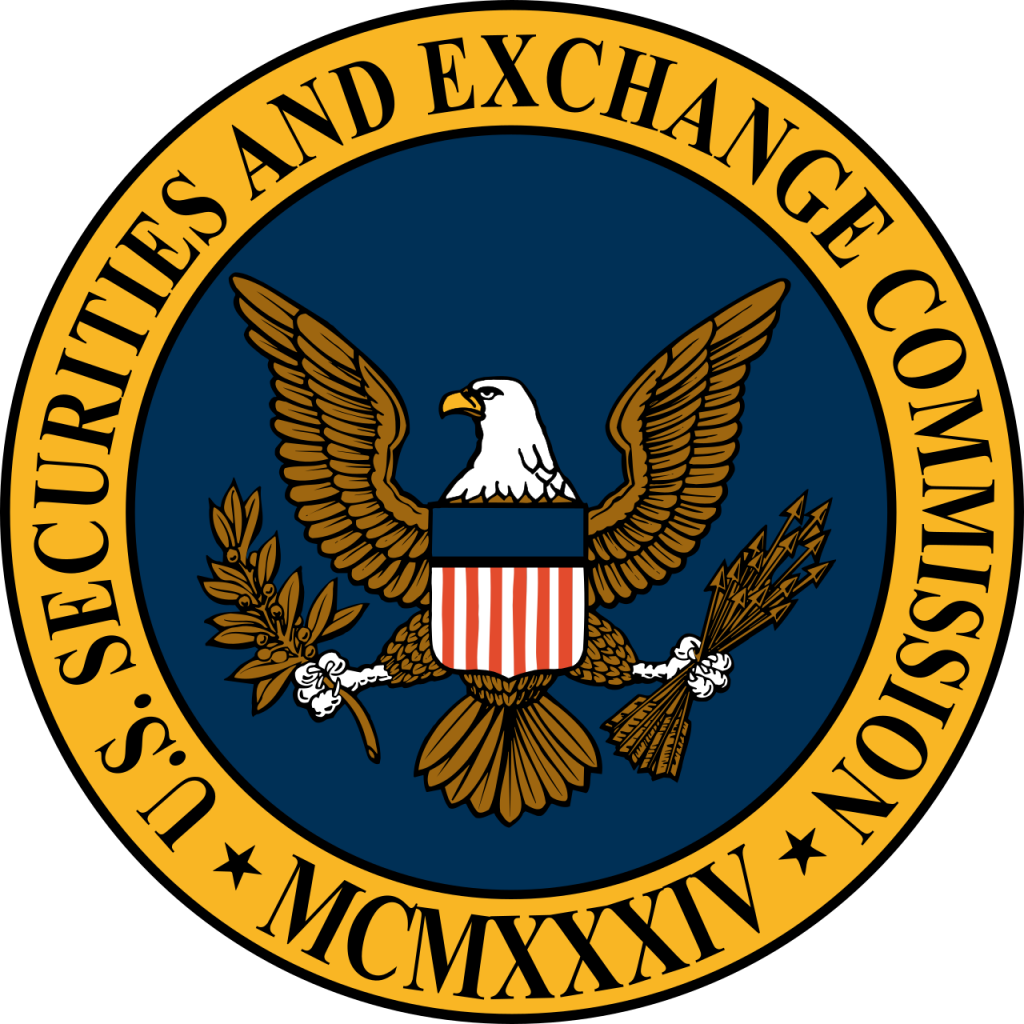 Seal of the U.S. Securities and Exchange Commission, the regulator overseeing RIA recordkeeping and Marketing Rule compliance for AI-generated CRM records